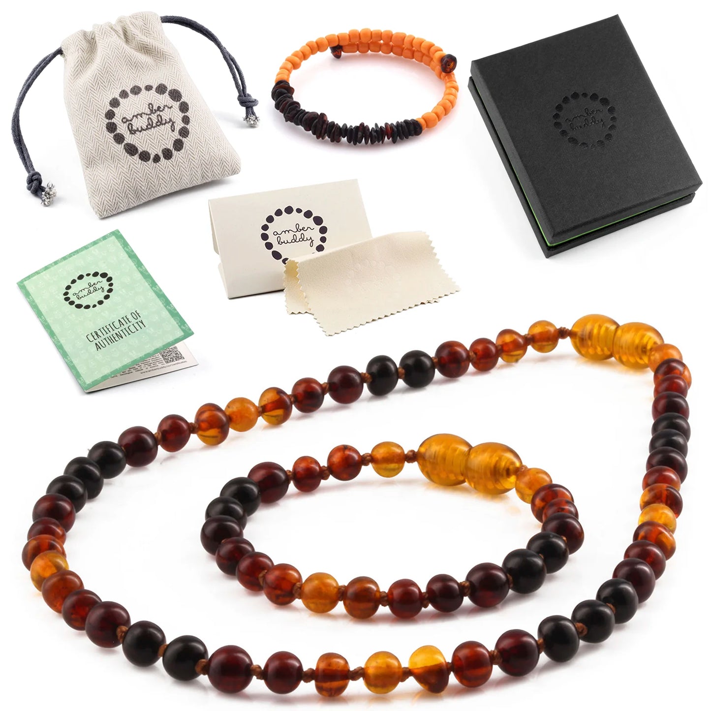 KALUNG & GELANG AMBER BAYI RAINBOW BROWN GLOSSY 32CM & 14CM. 5X5MM