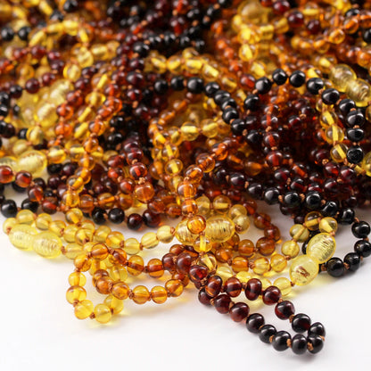 KALUNG AMBER BAYI RAINBOW GLOSSY 32CM. 5X4MM