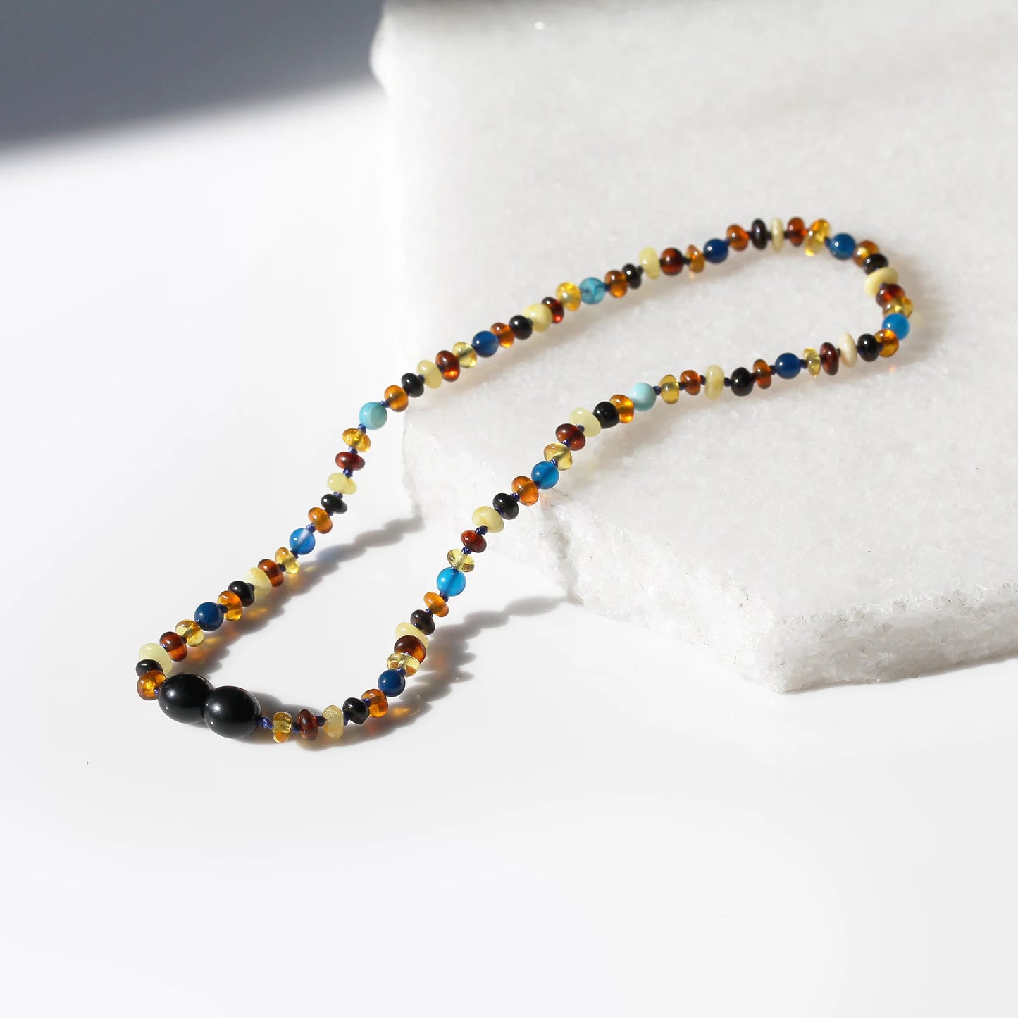 KALUNG BAYI AMBER DENGAN BLUE LACE AGATE. XR42M-BL