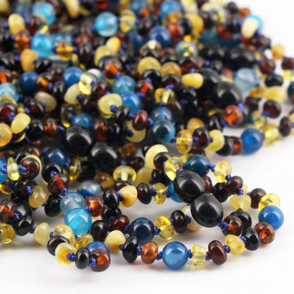 KALUNG BAYI AMBER DENGAN BLUE LACE AGATE. XR53M-BL
