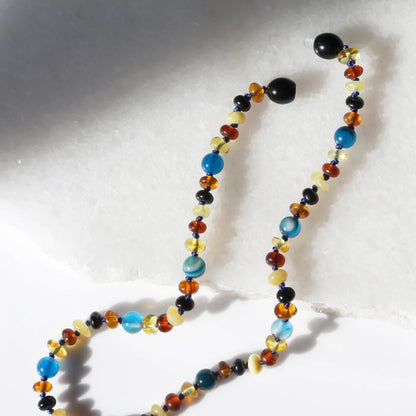 KALUNG BAYI AMBER DENGAN BLUE LACE AGATE. XR53M-BL
