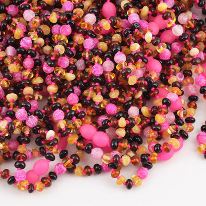 KALUNG BAYI AMBER DENGAN PINK FROST AGATE. XR53M-PF