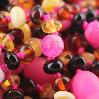 KALUNG BAYI AMBER DENGAN PINK FROST AGATE. XR53M-PF