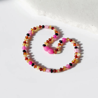 KALUNG BAYI AMBER DENGAN PINK FROST AGATE. XR53M-PF