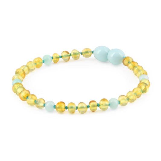 GELANG DEWASA AMBER DENGAN SKY BLUE JADE. BLE257
