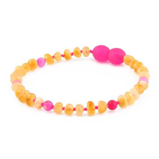 GELANG DEWASA AMBER DENGAN PINK LACE AGATE. BLE259