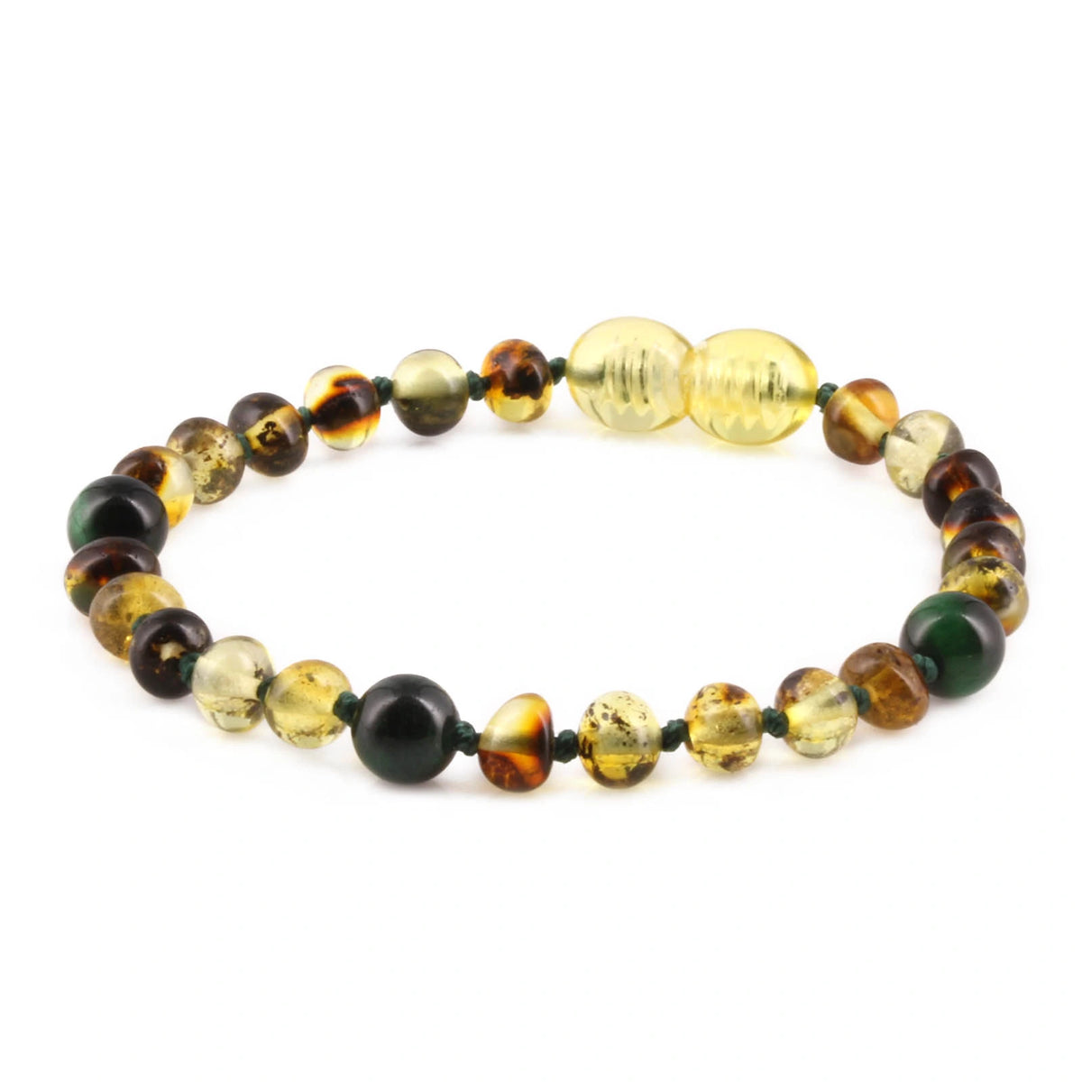 GELANG AMBER UNTUK DEWASA KOMBINASI GREEN TIGER EYE - BLE265