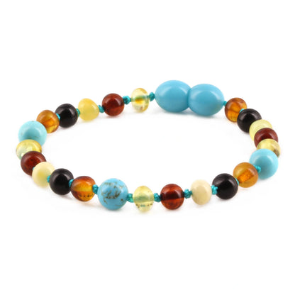 GELANG AMBER UNTUK DEWASA KOMBINASI TURQUOISE - BLE263