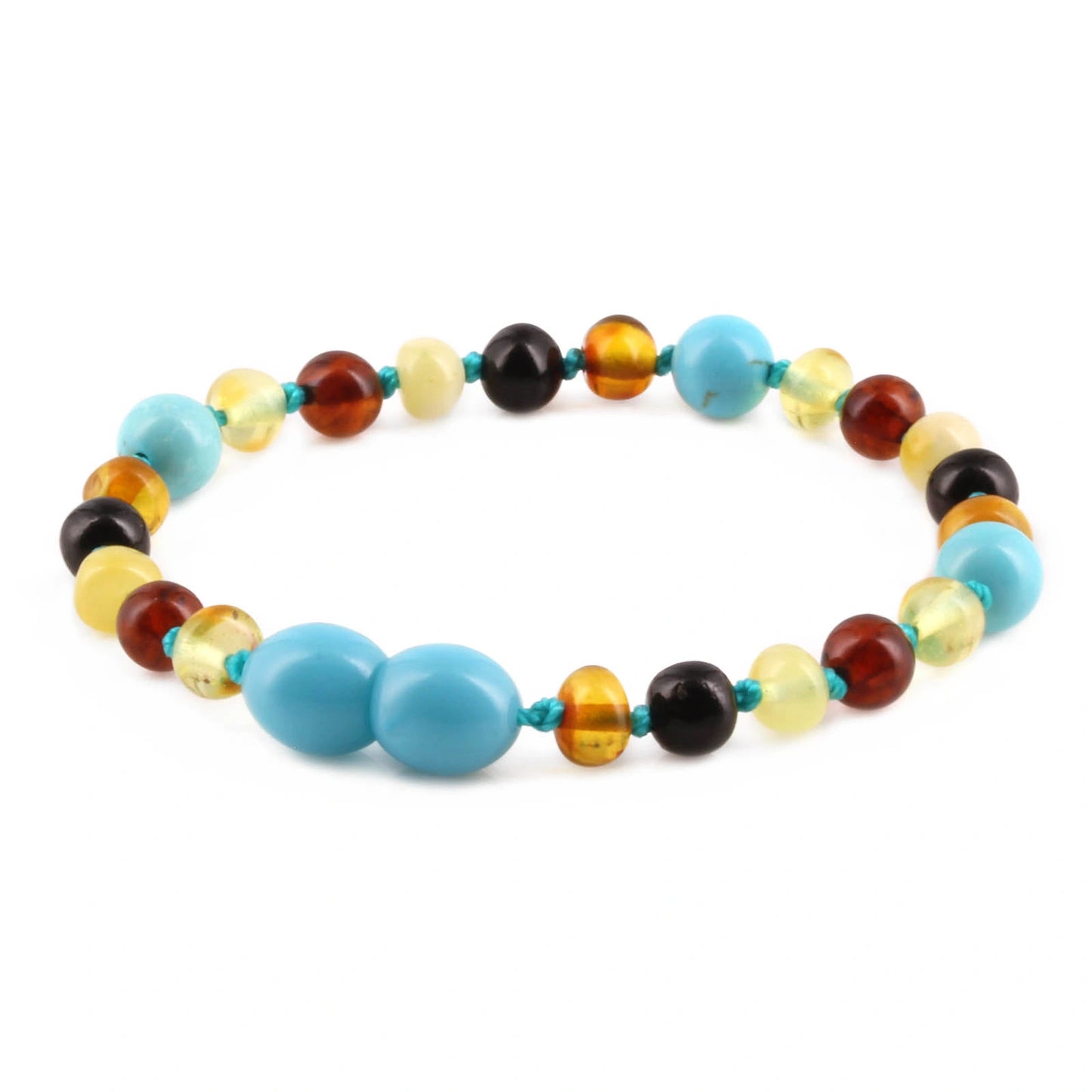 GELANG AMBER UNTUK DEWASA KOMBINASI TURQUOISE - BLE263