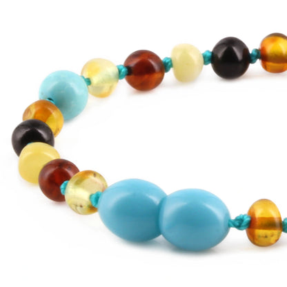GELANG AMBER UNTUK DEWASA KOMBINASI TURQUOISE - BLE263