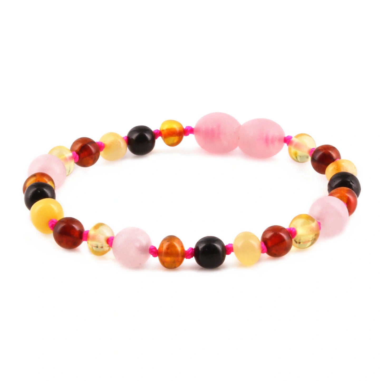 GELANG AMBER UNTUK DEWASA KOMBINASI ROSE QUARTZ - BLE262