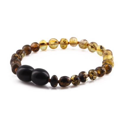 GELANG AMBER BAYI RAINBOW GREEN GLOSSY 14CM. 4X4MM