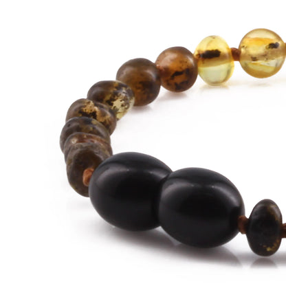 GELANG AMBER BAYI RAINBOW GREEN GLOSSY 14CM. 4X4MM