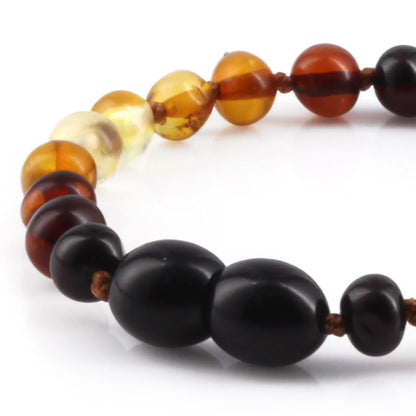 GELANG AMBER BAYI RAINBOW GLOSSY 14CM. 5X4MM