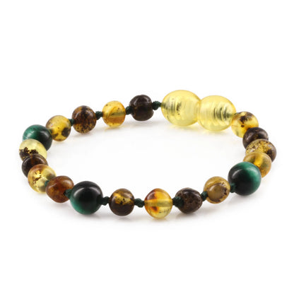 GELANG BAYI AMBER DENGAN GREEN TIGER EYE. LE457