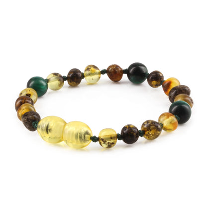 GELANG BAYI AMBER DENGAN GREEN TIGER EYE. LE457