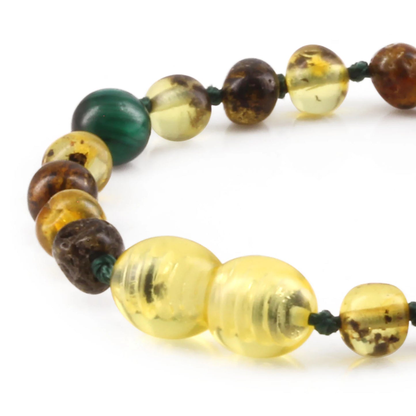 GELANG BAYI AMBER DENGAN GREEN TIGER EYE. LE457