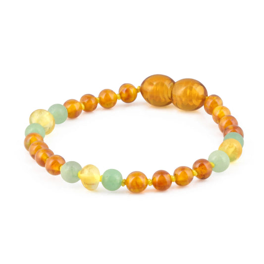 GELANG BAYI AMBER DENGAN GREEN AVENTURINE. LE485 V3