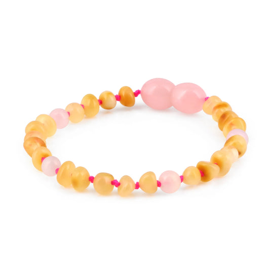 GELANG BAYI AMBER DENGAN MORGANITE. LE575