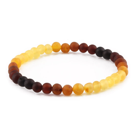 GELANG AMBER DEWASA RAINBOW MATTE 17CM. 5X4MM