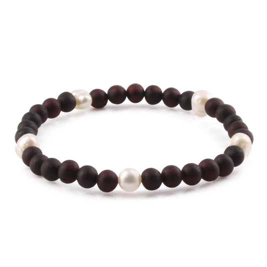 GELANG AMBER DENGAN WHITE PEARL UNTUK DEWASA. BLE253