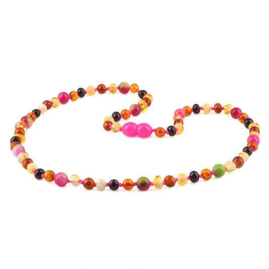 KALUNG DEWASA AMBER DENGAN PINK JADE. BLE261