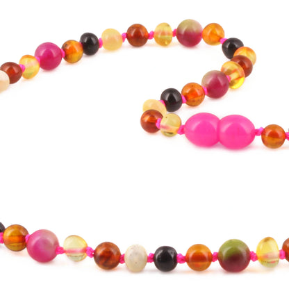 KALUNG DEWASA AMBER DENGAN PINK JADE. BLE261
