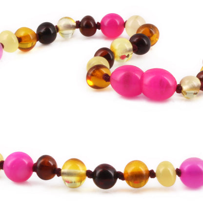 KALUNG BAYI AMBER DENGAN PINK LACE AGATE. LE458 V2