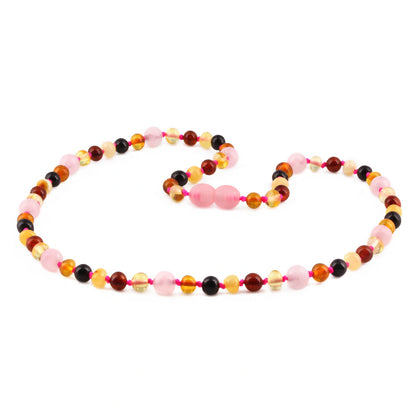KALUNG DEWASA AMBER DENGAN ROSE QUARTZ. BLE262