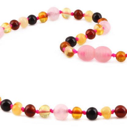 KALUNG DEWASA AMBER DENGAN ROSE QUARTZ. BLE262
