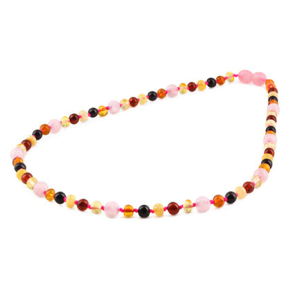 KALUNG DEWASA AMBER DENGAN ROSE QUARTZ. BLE262
