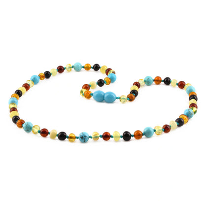 KALUNG DEWASA AMBER DENGAN TURQUOISE. BLE263