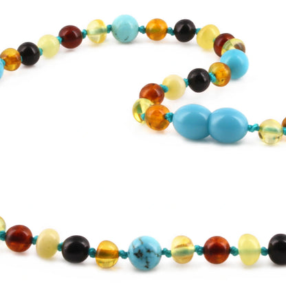 KALUNG DEWASA AMBER DENGAN TURQUOISE. BLE263