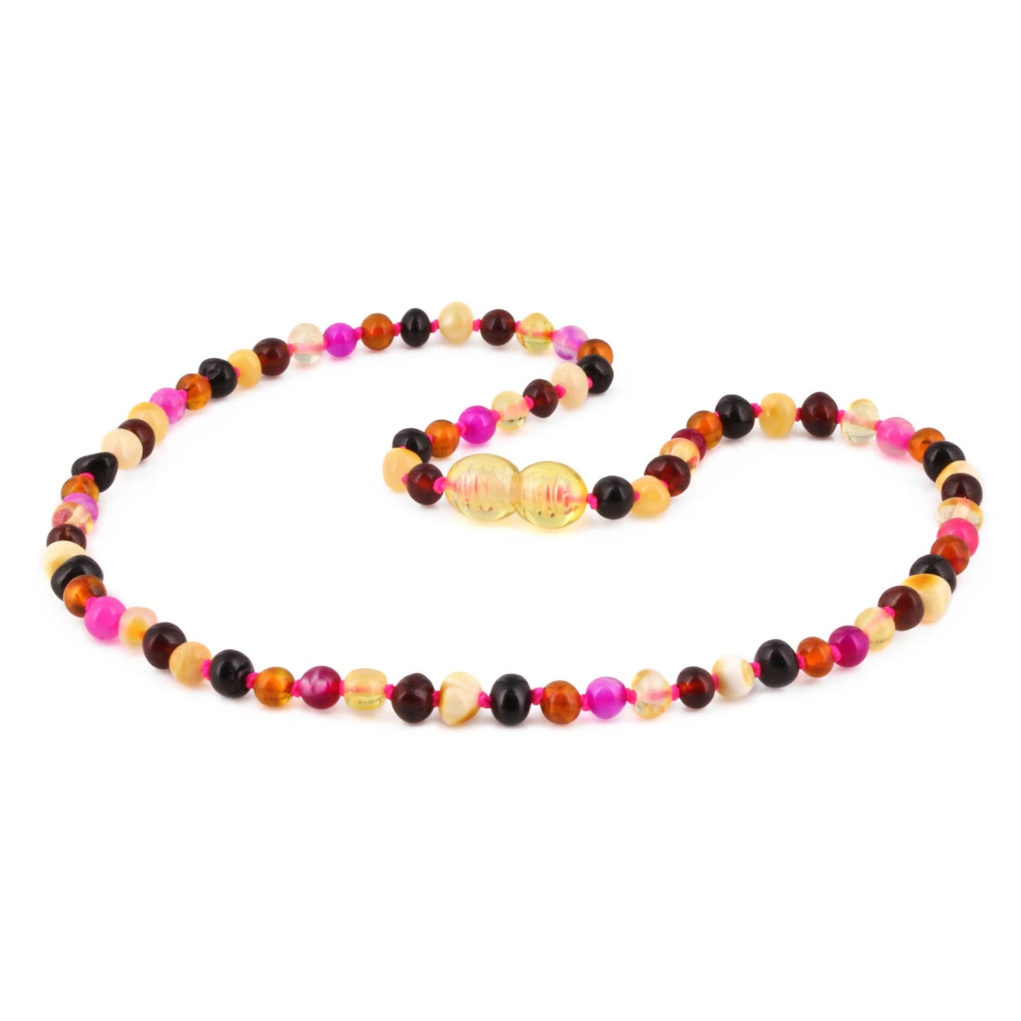 KALUNG JUNIOR AMBER DENGAN PINK LACE AGATE. JN119