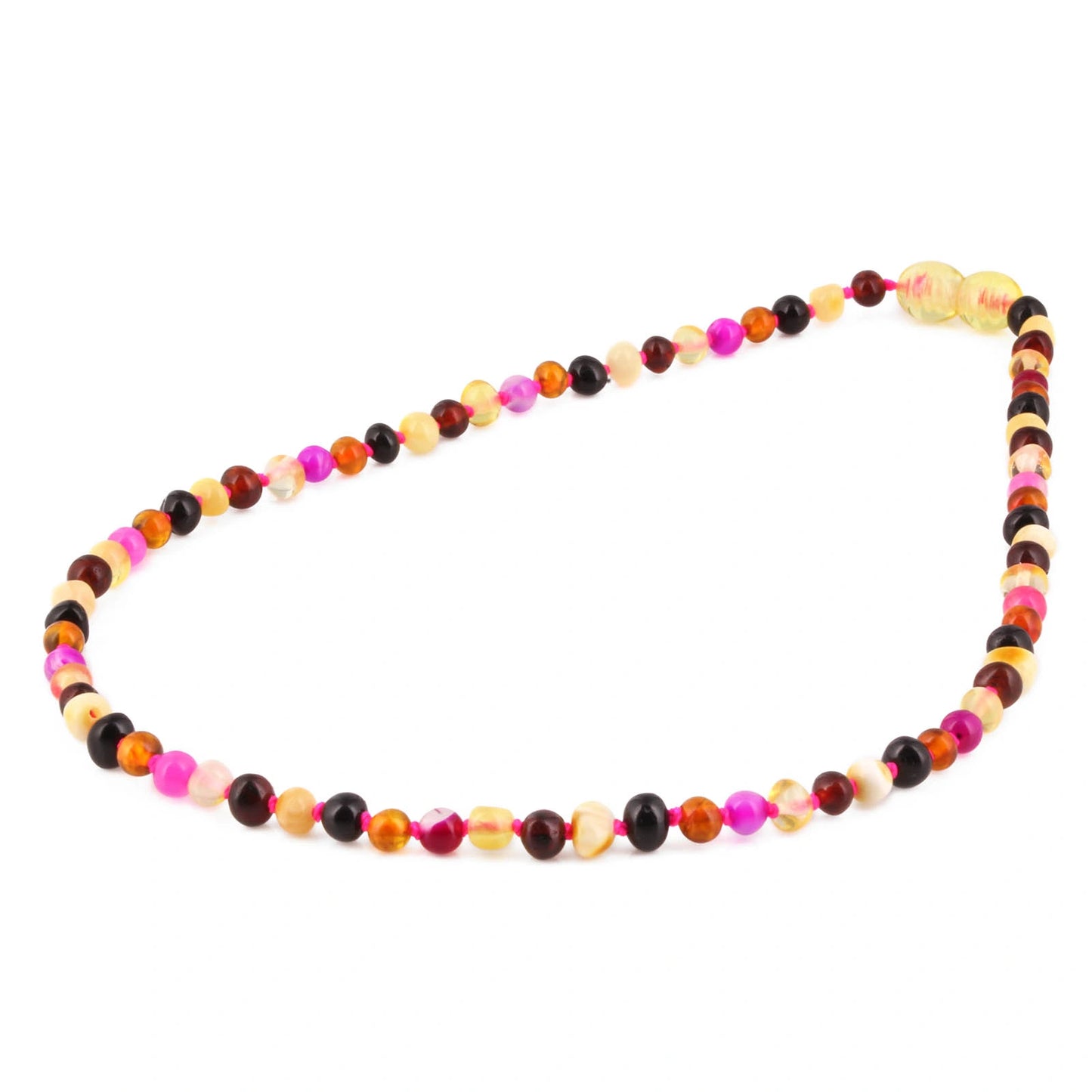 KALUNG JUNIOR AMBER DENGAN PINK LACE AGATE. JN119