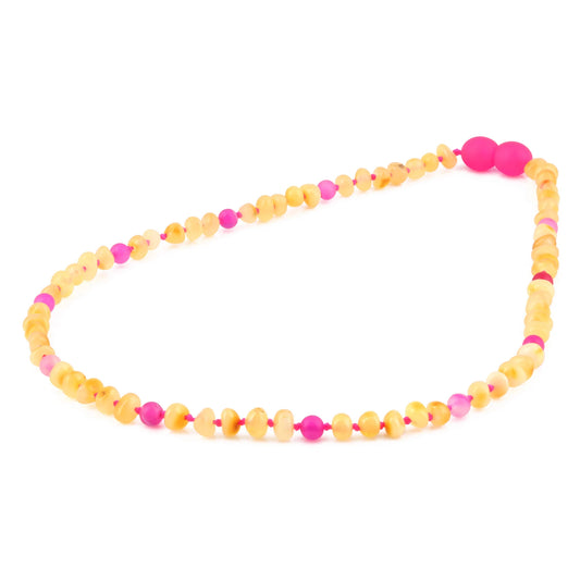 KALUNG JUNIOR AMBER DENGAN PINK LACE AGATE. JN116