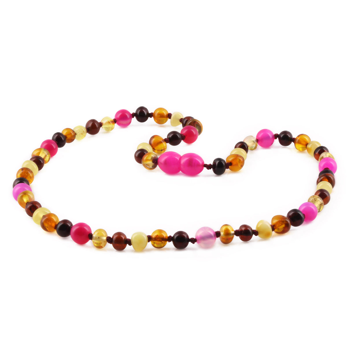 KALUNG AMBER JUNIOR DENGAN PINK LACE AGATE. JN97 V2