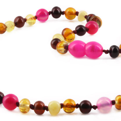 KALUNG AMBER JUNIOR DENGAN PINK LACE AGATE. JN97 V2