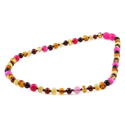 KALUNG AMBER JUNIOR DENGAN PINK LACE AGATE. JN97 V2