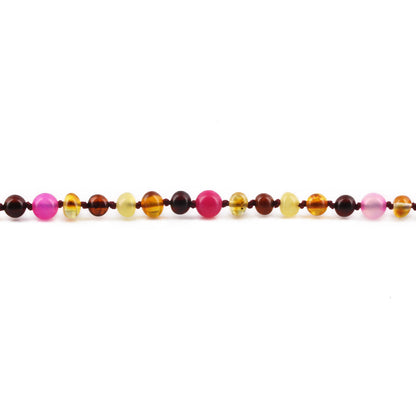 KALUNG AMBER JUNIOR DENGAN PINK LACE AGATE. JN97 V2