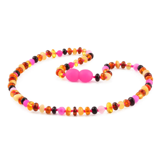 KALUNG BAYI AMBER DENGAN PINK FROST AGATE. XR42M-PF
