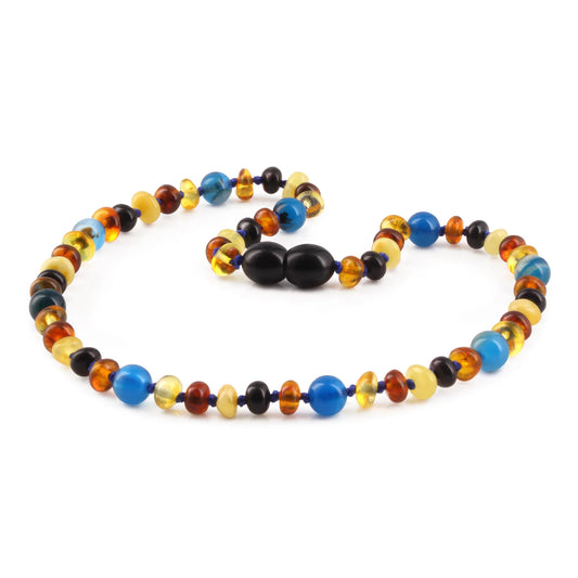 KALUNG BAYI AMBER DENGAN BLUE LACE AGATE. XR53M-BL