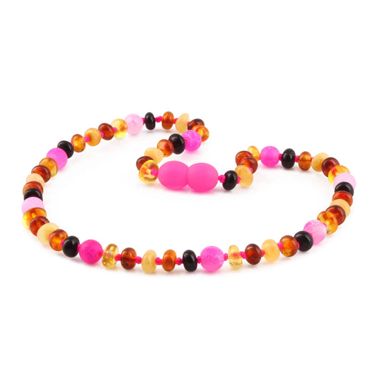 KALUNG BAYI AMBER DENGAN PINK FROST AGATE. XR53M-PF