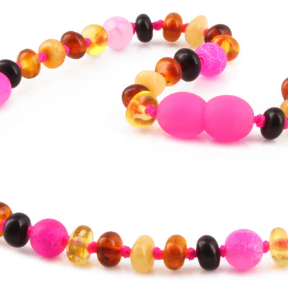 KALUNG BAYI AMBER DENGAN PINK FROST AGATE. XR53M-PF