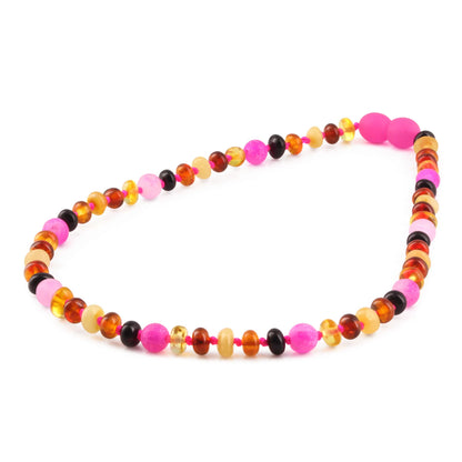 KALUNG BAYI AMBER DENGAN PINK FROST AGATE. XR53M-PF