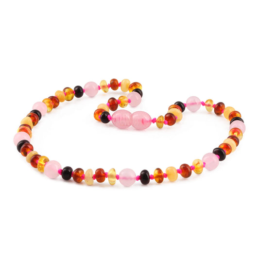 KALUNG BAYI AMBER DENGAN ROSE QUARTZ. XR53M-RQ