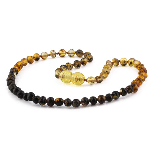 KALUNG AMBER BAYI RAINBOW GREEN GLOSSY 32CM. 4X4MM