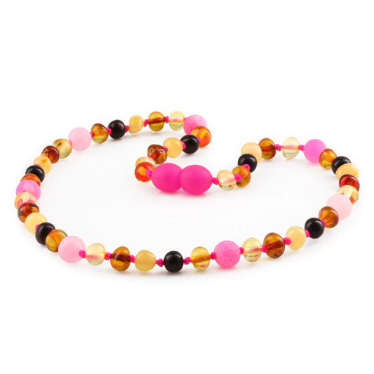 KALUNG BAYI AMBER DENGAN PINK FROST AGATE. LE461