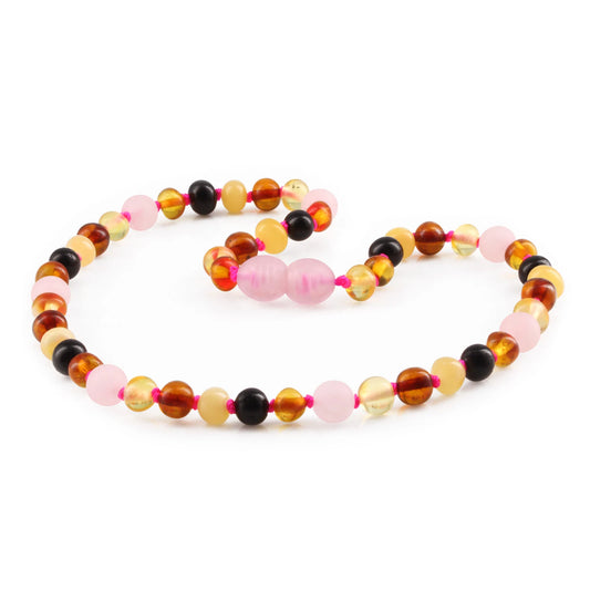 KALUNG BAYI AMBER DENGAN ROSE QUARTZ MATTE. LE459