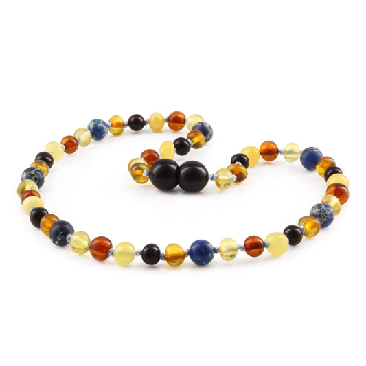 KALUNG BAYI AMBER DENGAN DEEP BLUE IMPERIAL JASPER. LE555